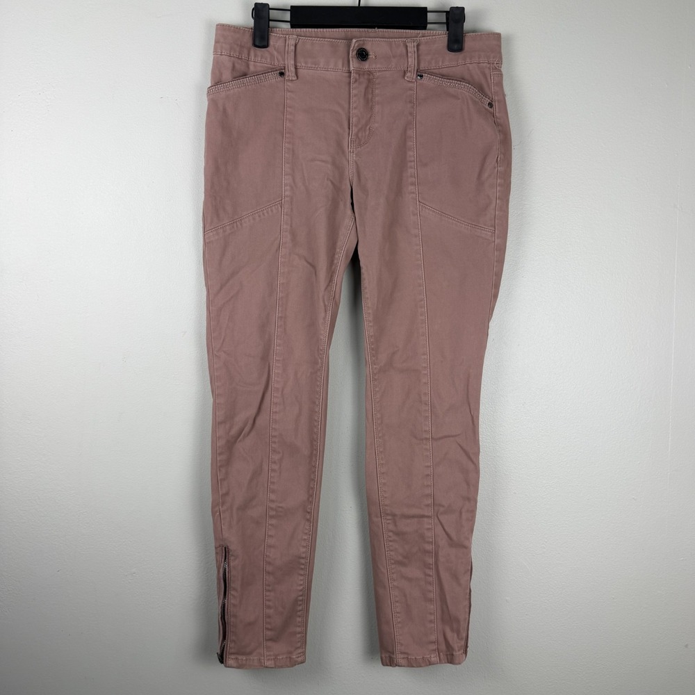 White House Black Market The Skimmer Pants Women's 6 Pink Stretch Ankle Zip